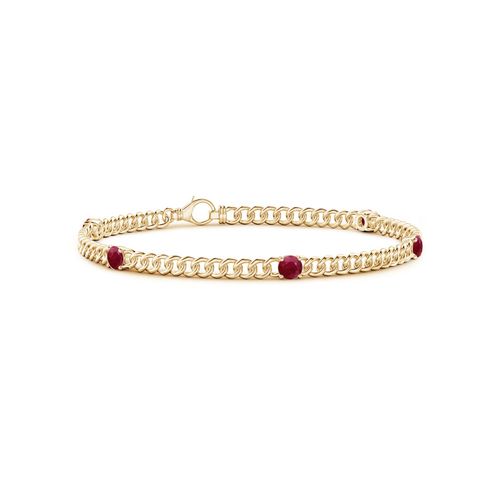 Angara 1.4 Carats Five Stone Ruby Station Bracelet in 14K Yellow Gold