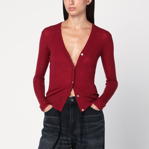 6397 Bordeaux Semi-Sheer Knit Cardigan