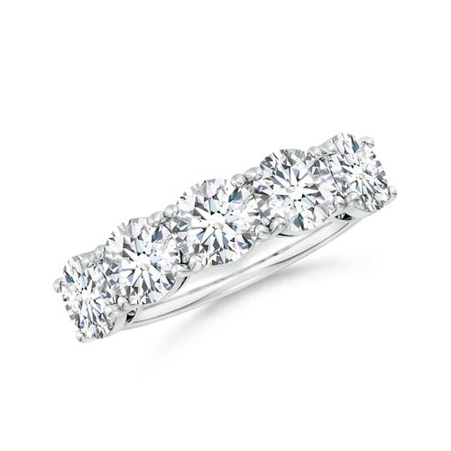 Angara 3.75 CTW Lab-Grown Round Diamond Five Stone Classic Anniversary Ring in 18K White Gold
