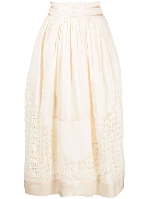 Cadena lace-insert midi skirt - Neutrals