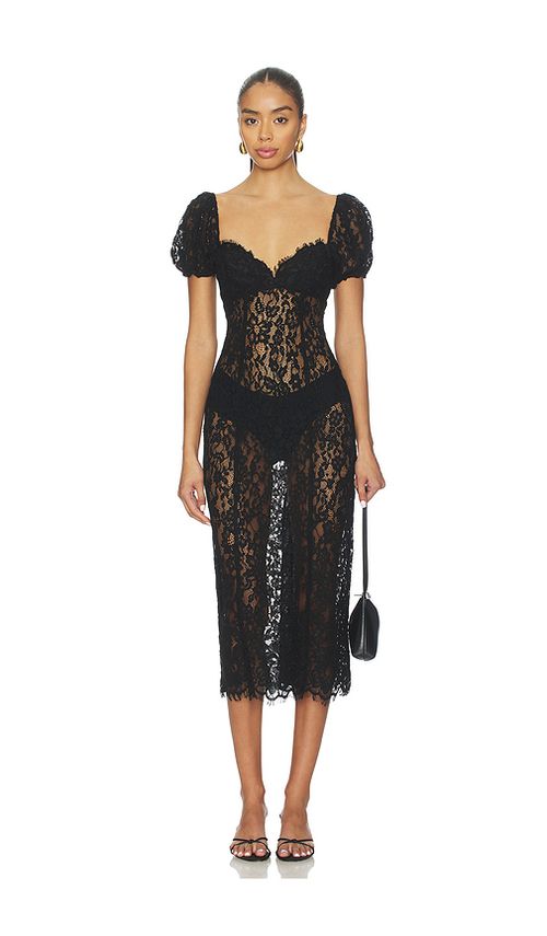 LPA Nicola Midi Dress in Black. M also in L, S, XL