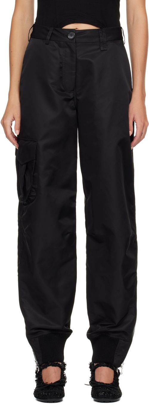 Black Multi Pocket Ankle Zip Trousers