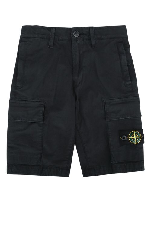 Cotton-Elastane Cargo Cargo Shorts — Black
