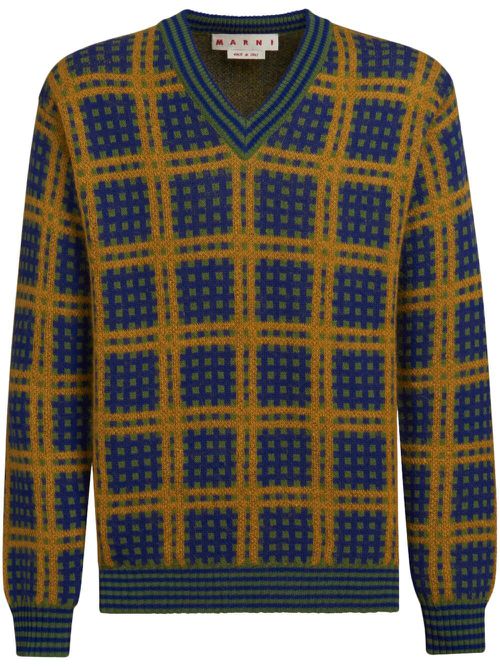 Check-pattern pullover - Blue