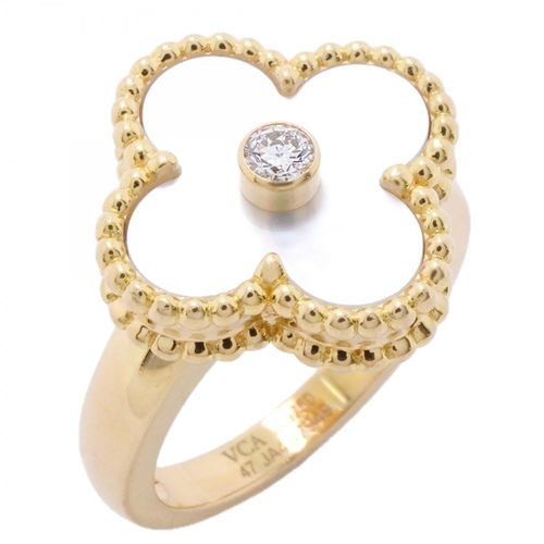Van Cleef & Arpels Yellow Gold 18K Mother Of Pearl Band Ring Pre-Owned