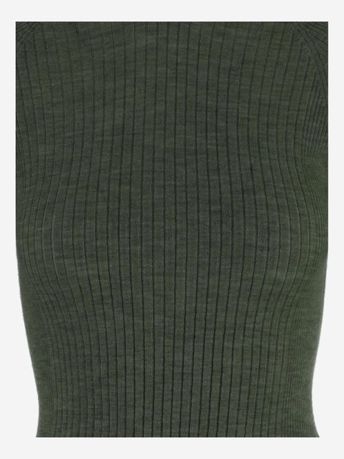 Cashmere Blend Ribbed T-Shirt — Green