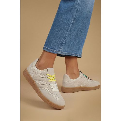 Oasis Womens Jamie Faux Suede Lace Up Trainers - Crea