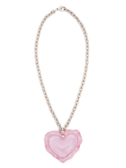 Cushion Heart pendant necklace - Pink