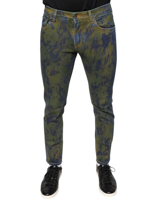 Tie-Dye Cotton Stretch Jeans — Blue