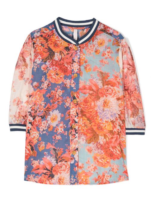 Floral-print cotton shirt - Pink