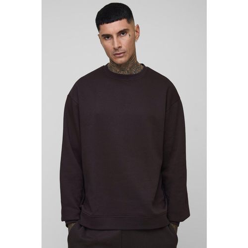 Mens Chocolate Tall Basic Oversized Crew Neck Sweatshirt
