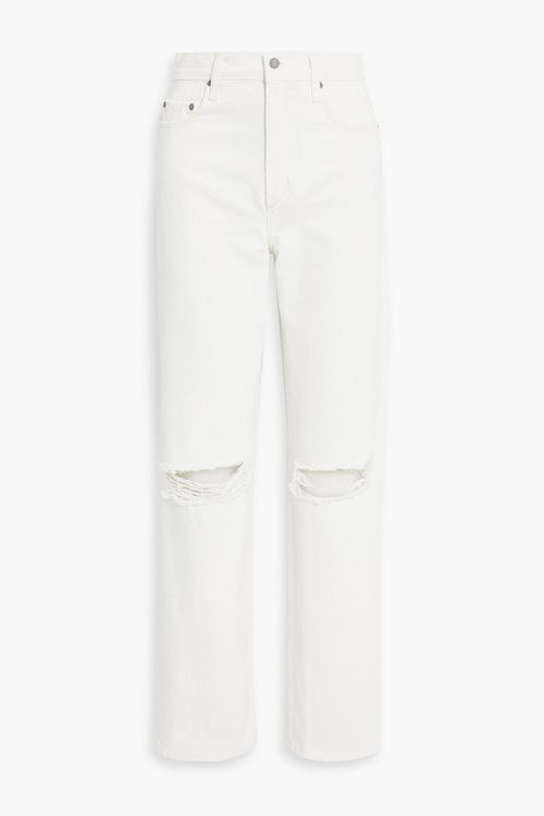 Love distressed high-rise straight-leg jeans - White - 25