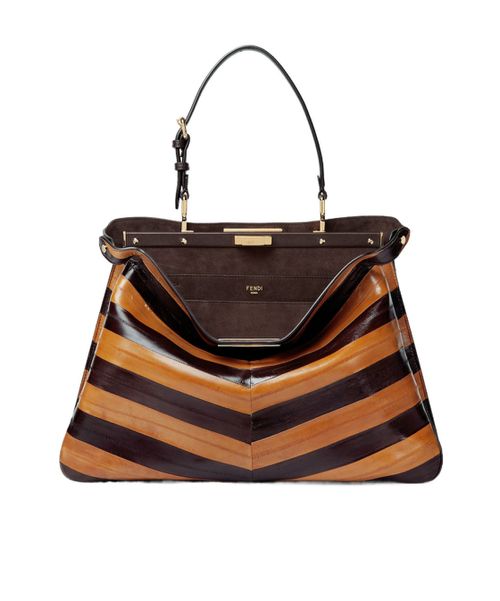 Peekaboo Soft Large Two-tone inlaid hagfish leather bag