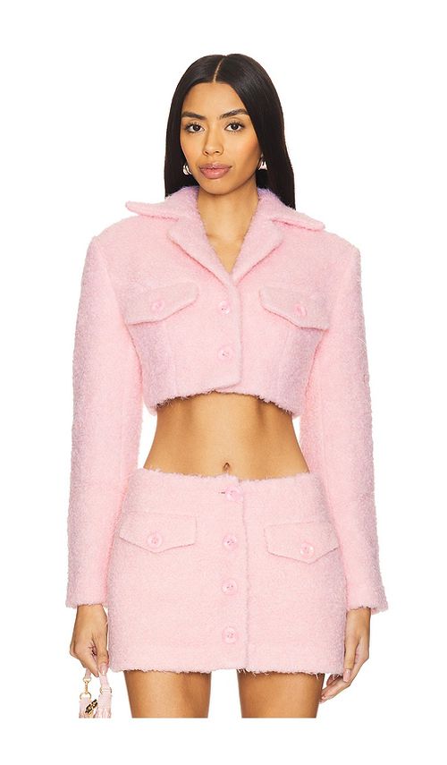 Yuhan Wang Faux Fur Cropped Jacket in Pink.  S. Also in L