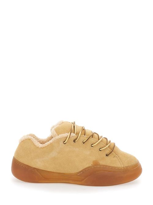 'Vamp Skate' Brown Low Top Sneakers With Contrasting Sole In Suede Man