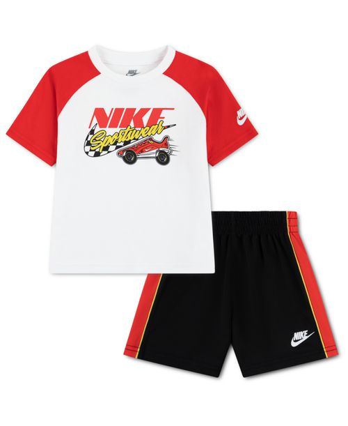 Boys' Toddler 2T-4T Victory Lap Crewneck T-Shirt and Shorts, 2-Piece Set - Black, White