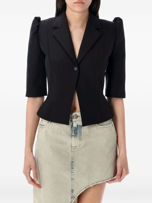 Coperni puff-sleeve cropped blazer - Black