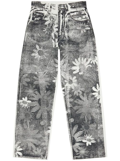 Graphic-print straight-leg trousers - Black