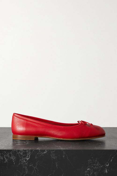 Veralli Bow-detailed Leather Ballet Flats - Red