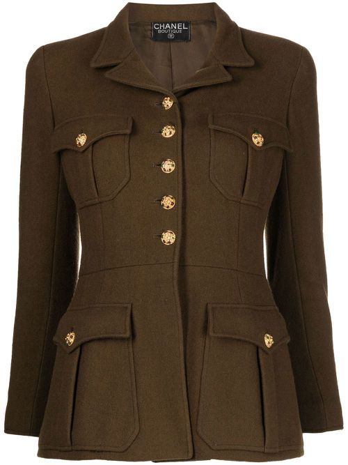 Notched-collar wool jacket - Brown