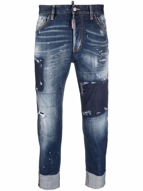 Patchwork straight-leg jeans - Blue