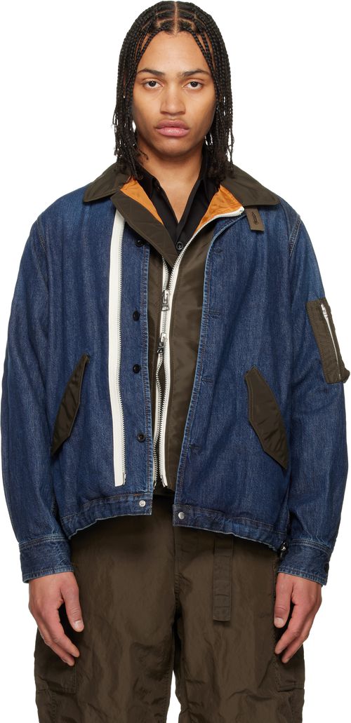 Blue Denim x Nylon Twill Blouson Denim Jacket