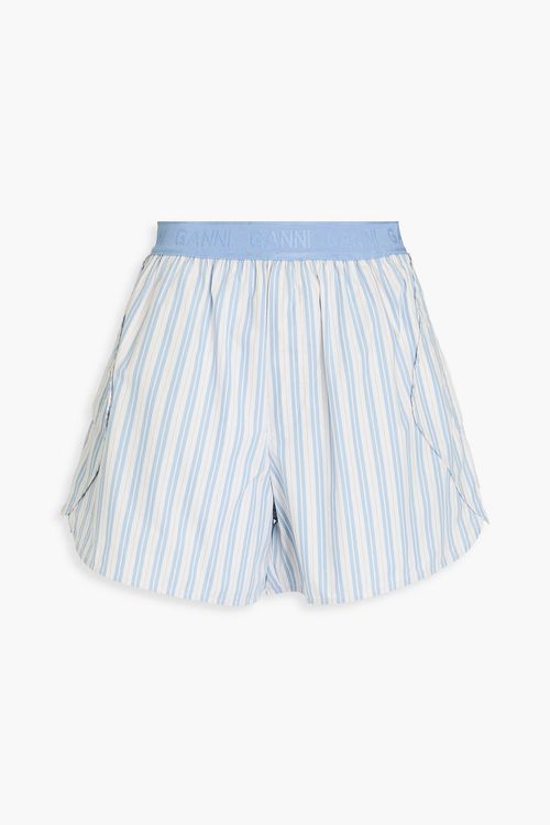GANNI - Striped cotton-poplin shorts - Blue - DE 48