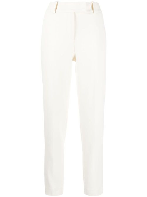 High-waisted slim-cut trousers - Neutrals