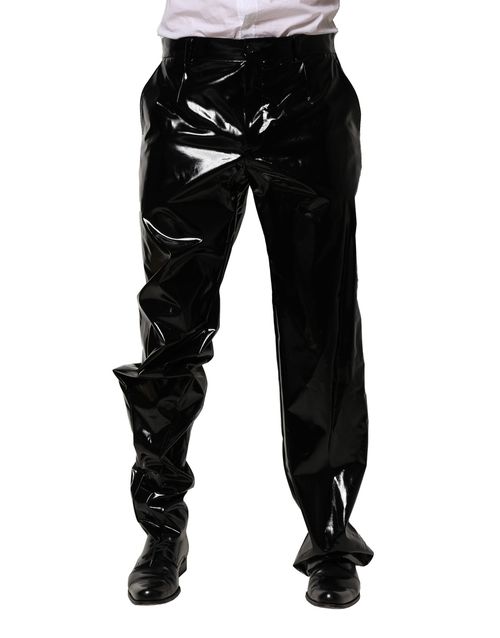 Nylon Straight Trousers — Black