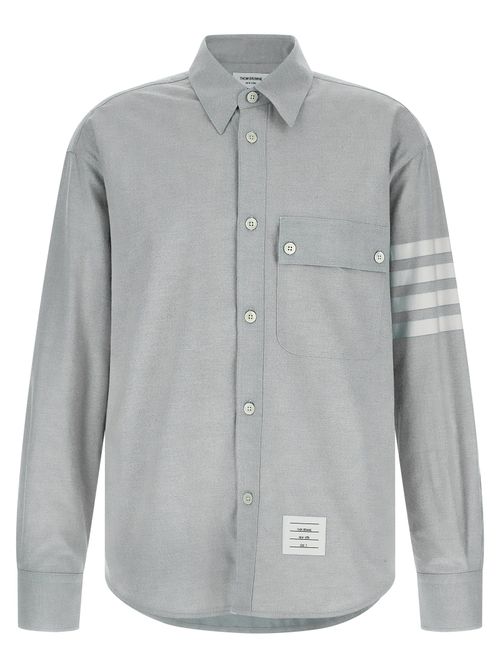 Cotton Flannel with 4BAR Intarsia Shirt — Gray