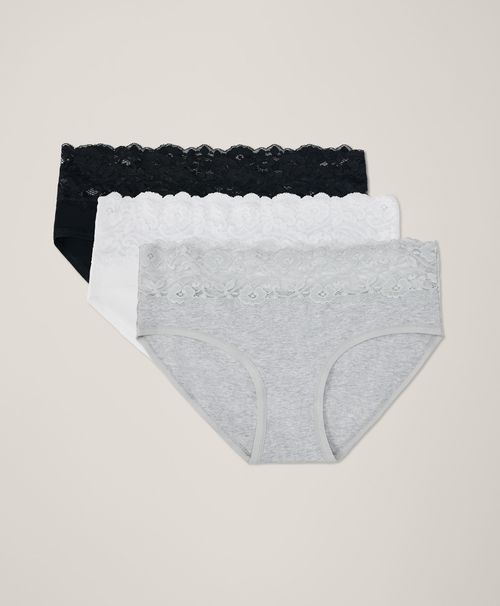 Women's Heather Basics Lace Waist Brief 3-Pack