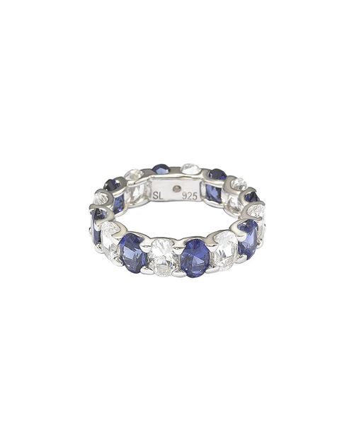 Silver 0.02 ct. tw. Diamond & Gemstone Ring