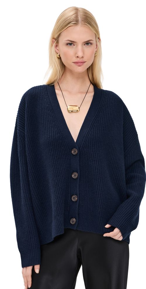 Cropped Cashmere Cocoon Cardigan Navy