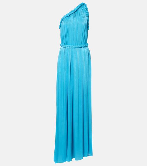 Isilda lamé georgette one-shoulder gown