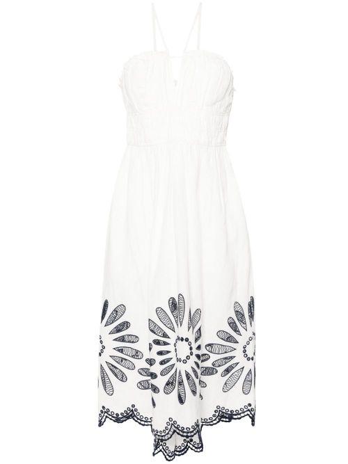 Beatrice broderie-anglaise midi dress - White