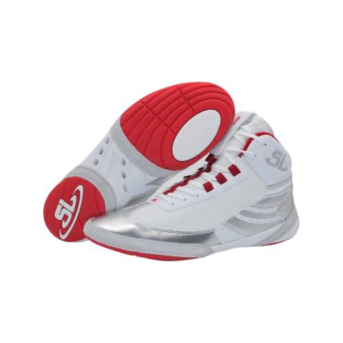 ScrapLife Wrestling | Limited Edition Ascend One Wrestling Shoes | Signature David Taylor Empire Chrome White/Red/Silver | Premium Adult