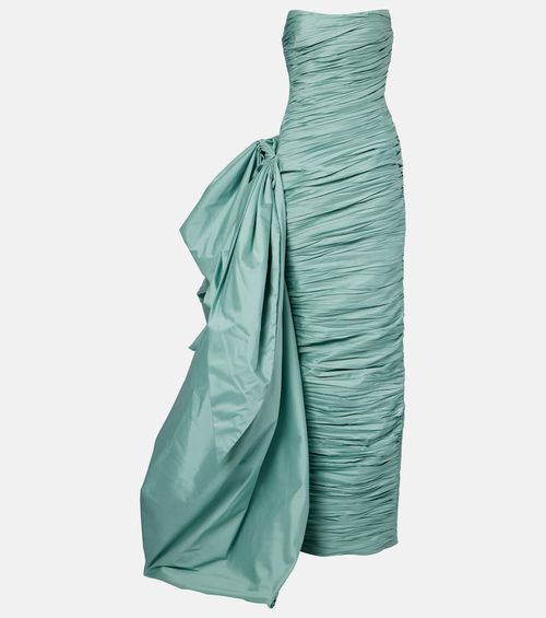 Draped pleated taffeta corset gown