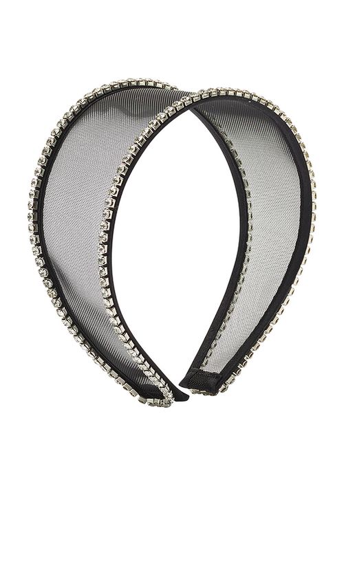 LELET NY Ella Mesh Crystal Headband in Black