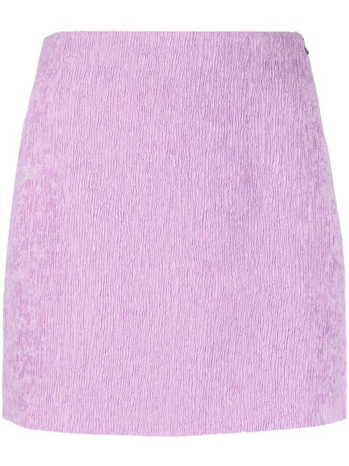 High-waisted embossed-finish miniskirt - Purple