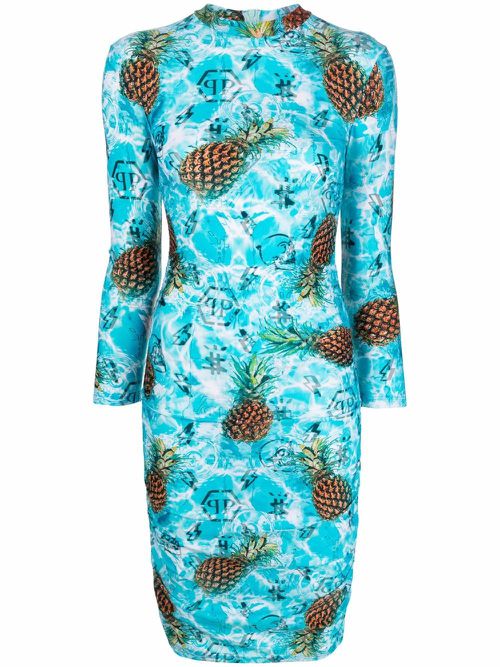 Pineapple Skies short dress - Blue