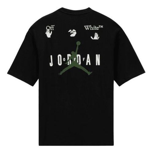 Air x Off-White MJ T-Shirt Asia Sizing 'Black White Forest Green'