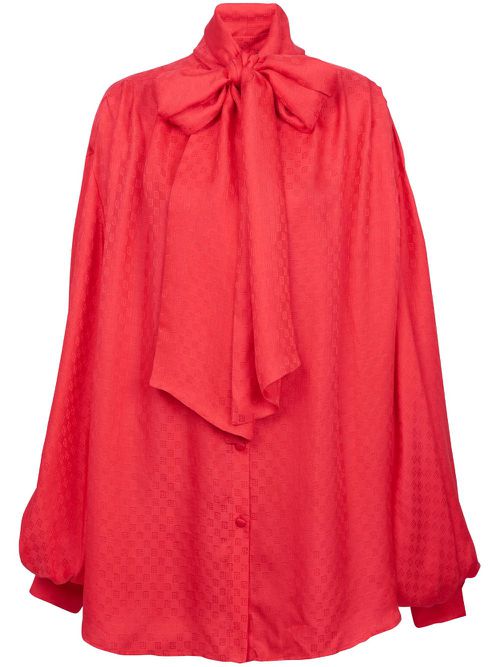 Monogram-jacquard silk shirt - Red