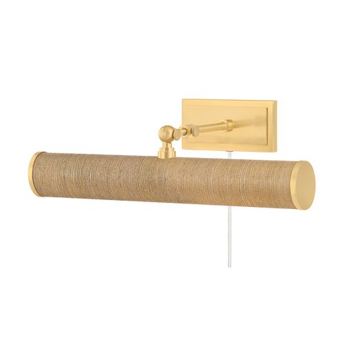 Aged Brass Grasscloth Picture Light from the Holly Collection