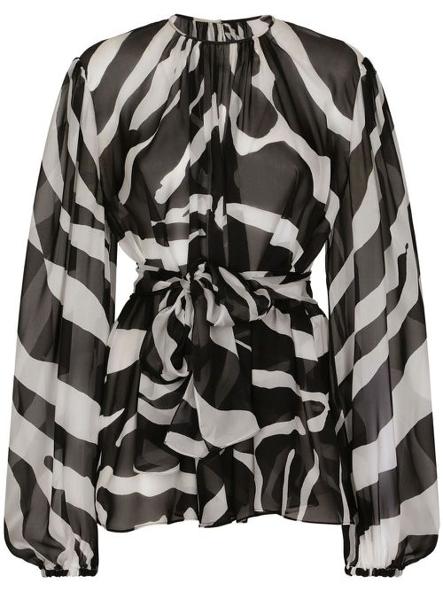 Zebra print silk-chiffon blouse - Black