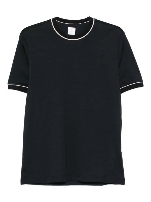 Piped-Trim Cotton T-Shirt — Black