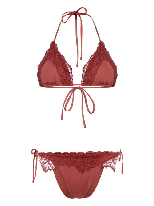 Kourtney lace-detail bikini - Brown