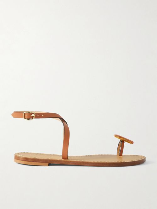 The Kigali Agate-embellished Leather Sandals
