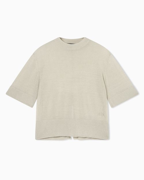 Linen blend top with back slit