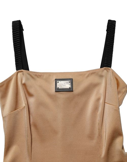 Nylon Blend Cady Mini Dress — Brown