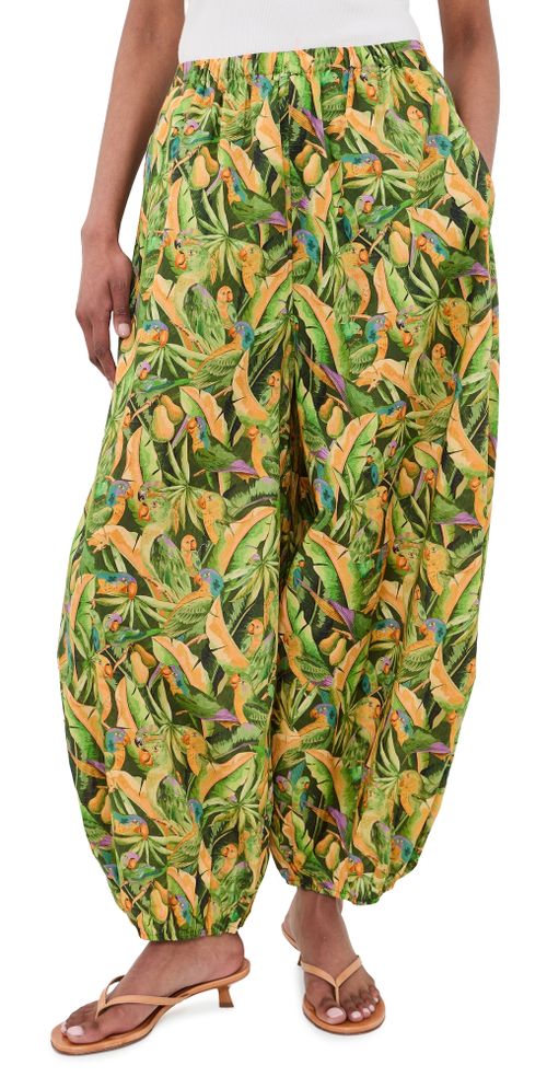 Balloon Pants Parrots Forest Green